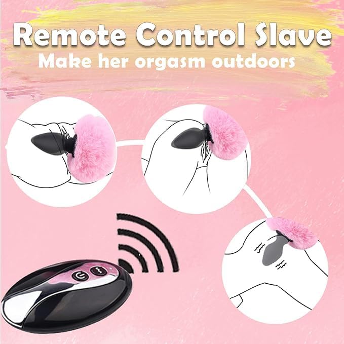 Multi-Color Bunny Tail Vibrating Anal Plug with Remote Control - image 2