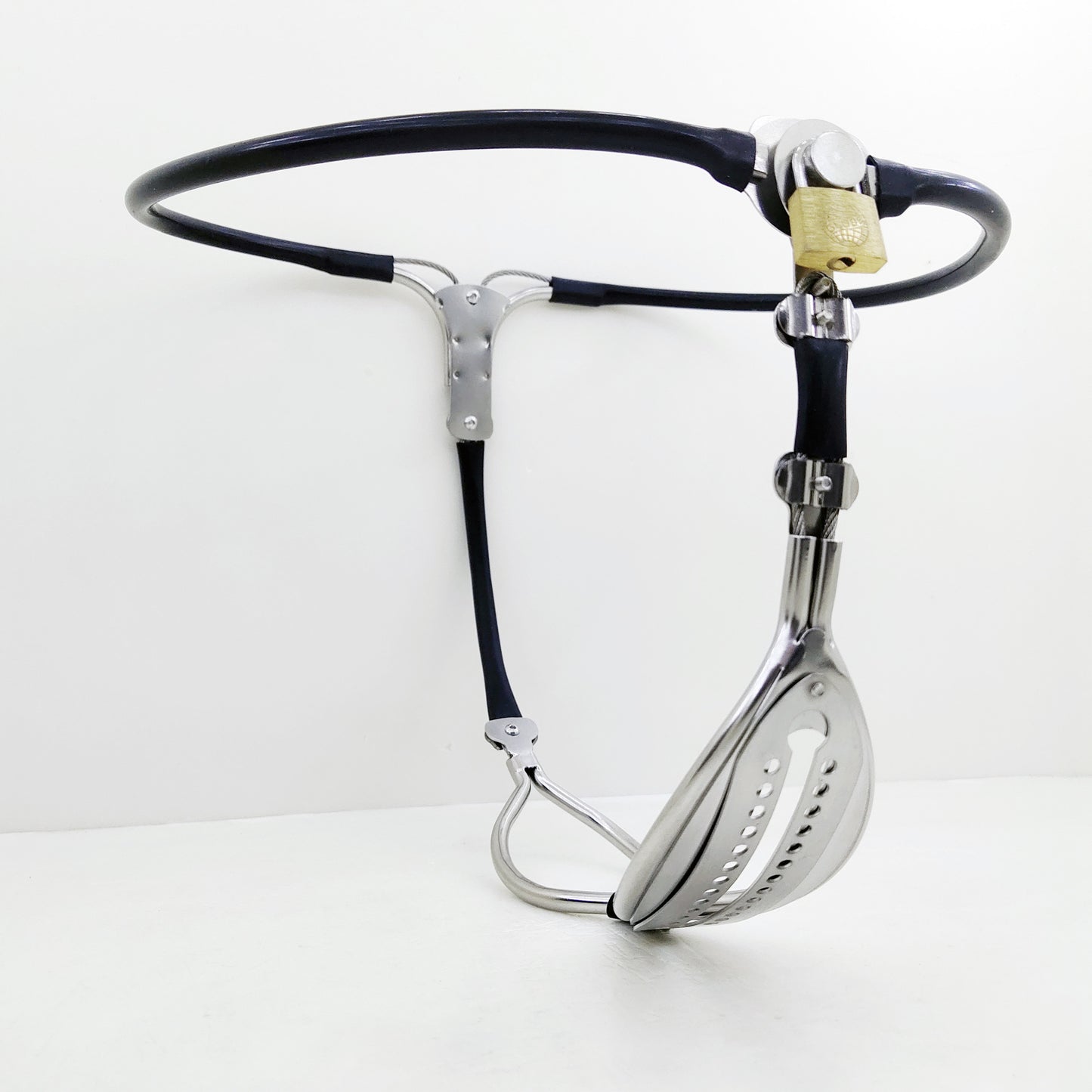 Stainless Steel Adjustable Chastity Belt - Black – Waist 120–145 cm (47.2–57.1 in) - image 2