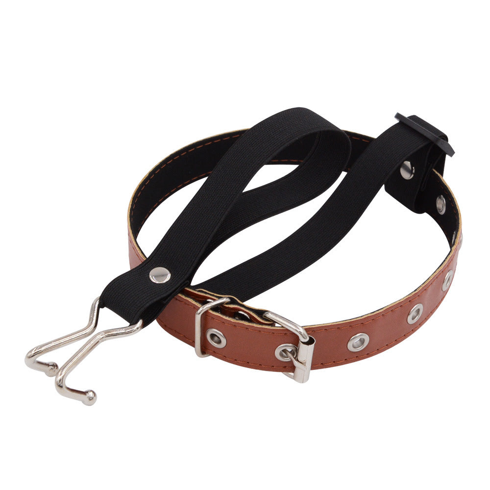 Neck Collar Necklace with Metal Nose Hook Buckle Halloween Choker - Brown - image 3