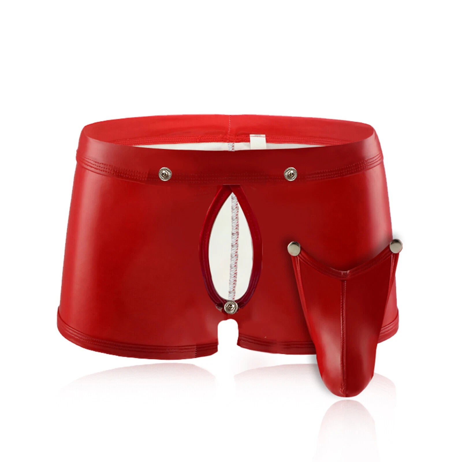 Men's Faux Leather Open-Crotch Boxer Panties - image 6