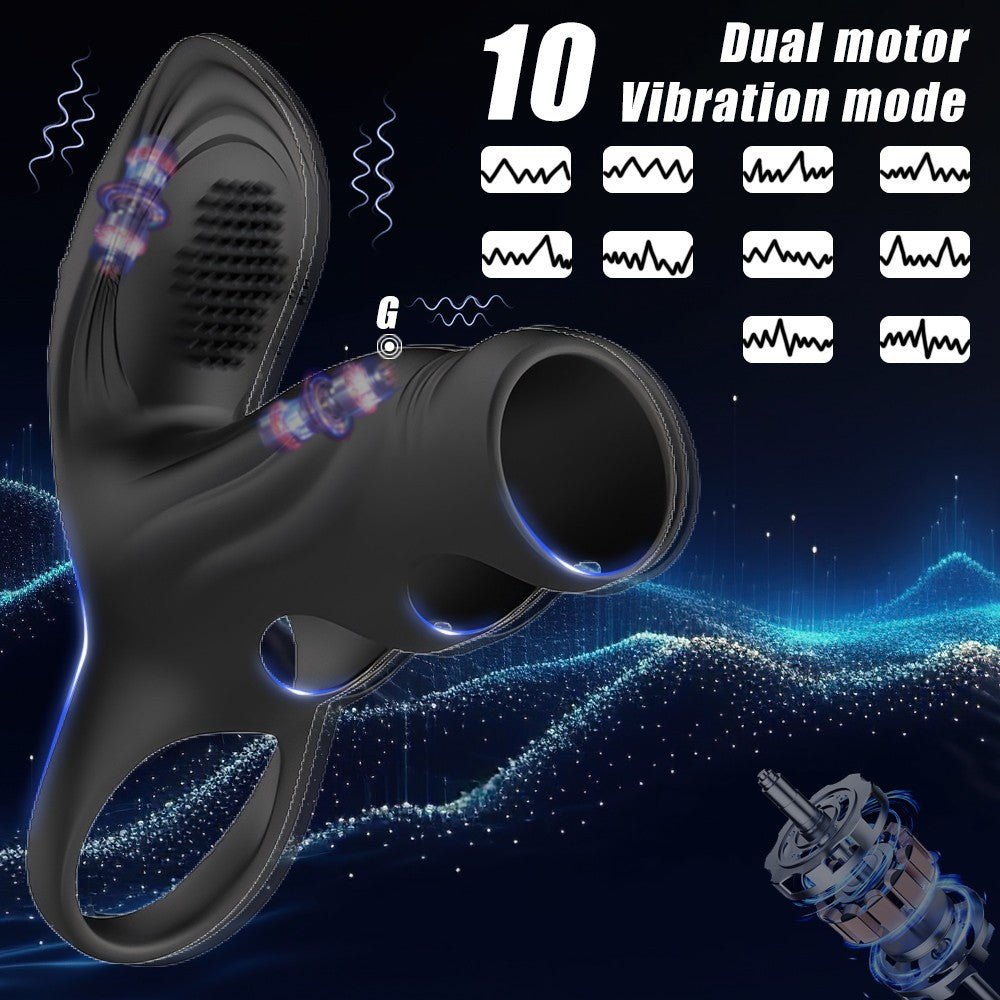 2 in 1 Silicone Vibrating Penis Sleeve Enhances Girth - image 1