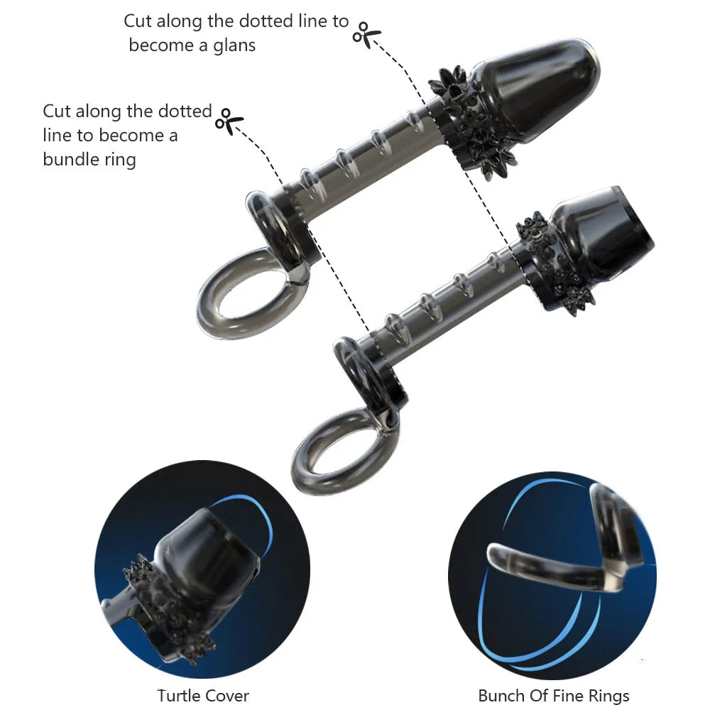 Reusable Silicone Cock Sleeve Dick Enlargement Delay Ejaculation Lasting Toys - image 3