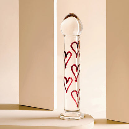 Luxury Glass Dildo with Red Heart Tip – G-Spot & Anal Pleasure Toy - Red Heart - image 1