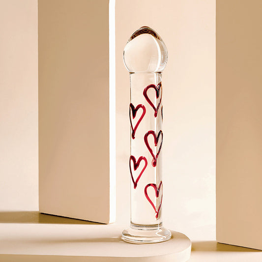 Luxury Glass Dildo with Red Heart Tip – G-Spot & Anal Pleasure Toy - Red Heart - image 1