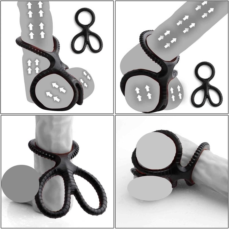 1 Pcs Men Sex Toy Cock Ring Silicone Scissor Triple Ring Ring Waterproof High Elasticity - image 3
