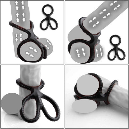 1 Pcs Men Sex Toy Cock Ring Silicone Scissor Triple Ring Ring Waterproof High Elasticity - image 3