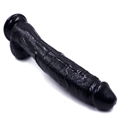 Realistic Silicone Extra Long 12-inches Big Dildo  - Black - image 4