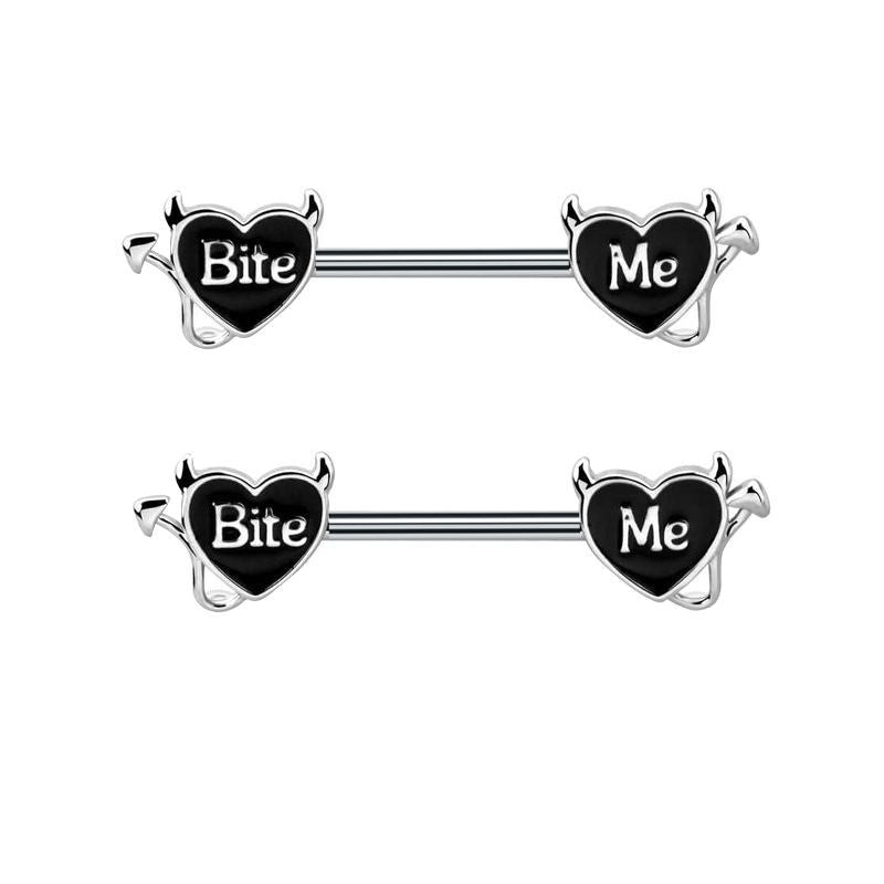 Hear Shape Fxxk Me Nipple Piercing Ring - bite me - image 3