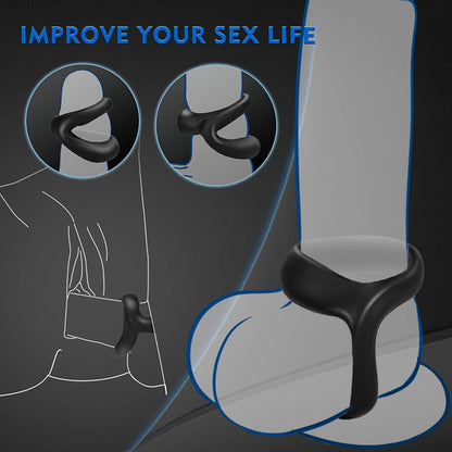 Double Cock Ring for Men – Stretchy Silicone Erection Enhancer & Delay Ejaculation Support - image 4