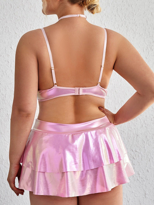 Plus-Size Pink Lingerie Set - image 0