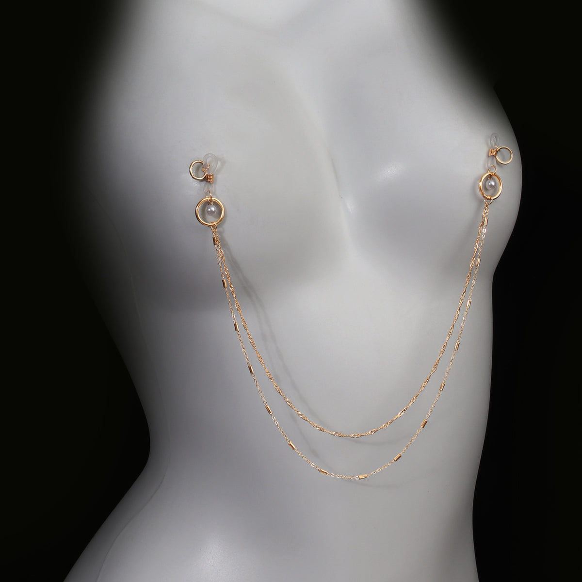 Pearl Hoop Pendant Metal Nipple Chain - Golden - image 5