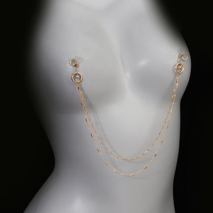 Pearl Hoop Pendant Metal Nipple Chain - Golden - image 5