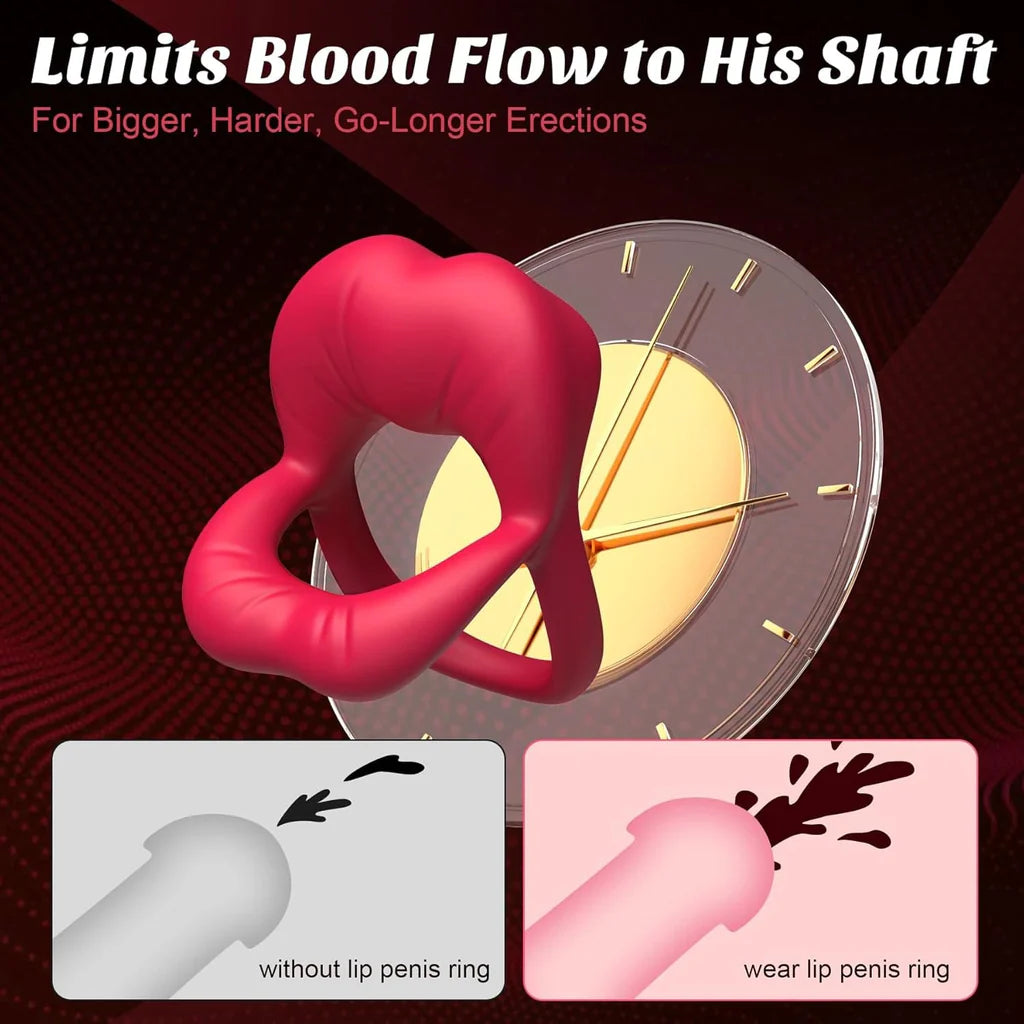 Rose Vibrating Cock Ring with Sexy Lip Clitoris - image 2