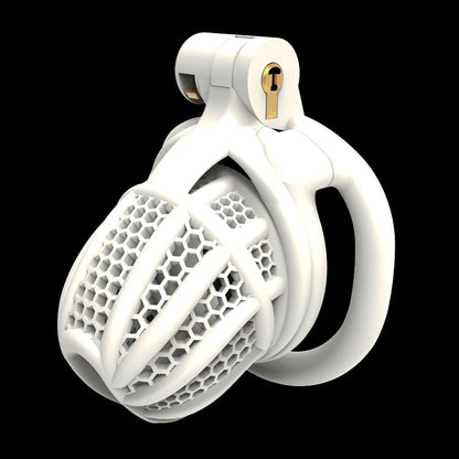 3D Hive Series - Bee Black Chastity Cage  - White - Curved Ring - image 4