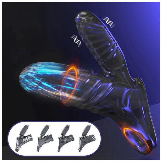 Vibrating Penis Sleeve Erection Ring with Bumps  - image 0