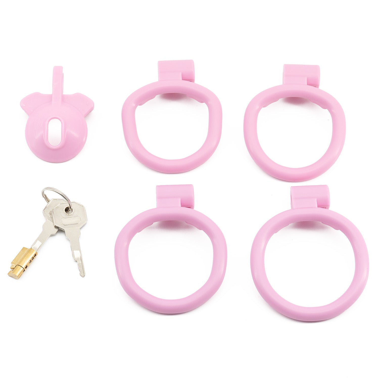 5 Colors Sissy Chastity Cage with 4 Rings - Pink - positive - image 3