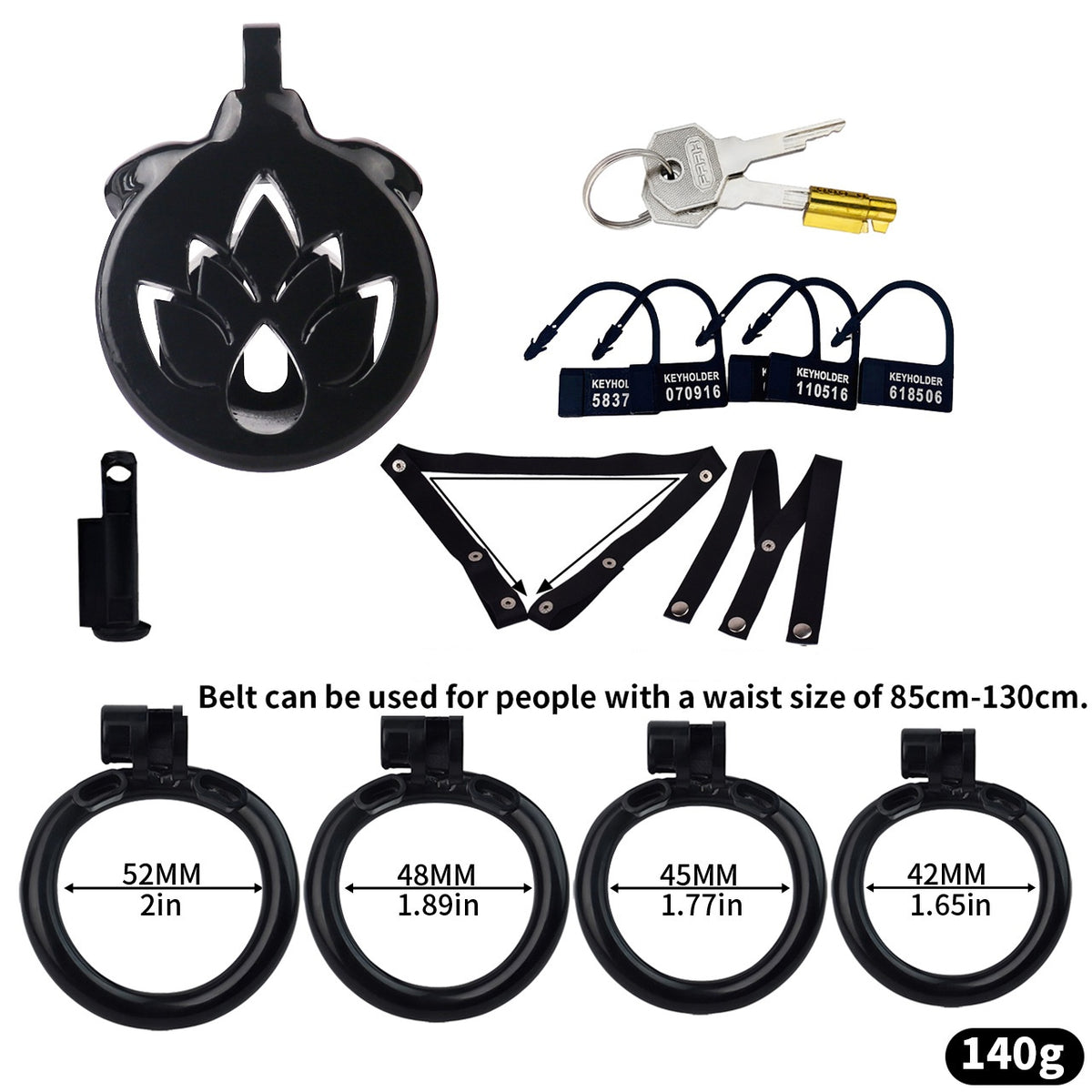 Breathable Chastity Cage - A - Black With Belt - image 11