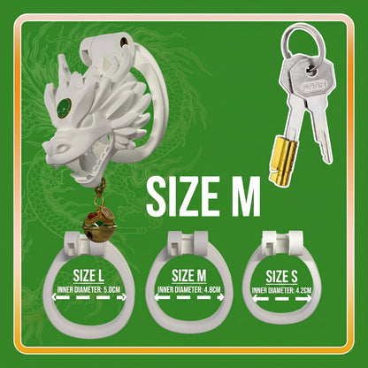 Dragon Guardian Bell Collar Chastity Cage - Green - M - image 3