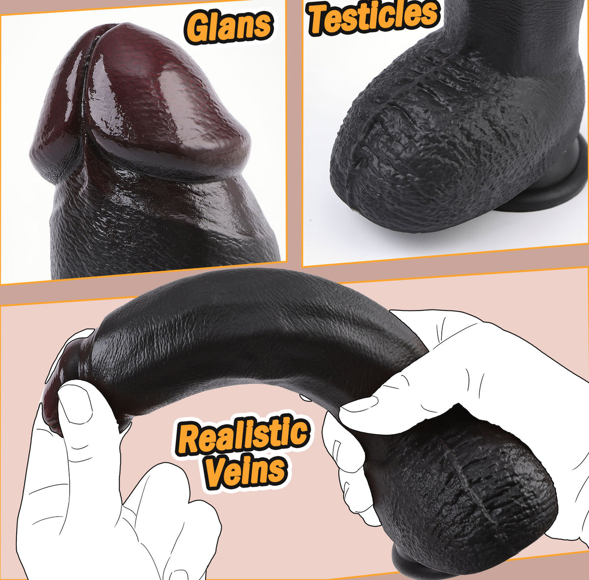 Realistic Silicone Dildo – 3 Sizes for Every Mood (5.9" / 7.8" / 9.8") - image 4