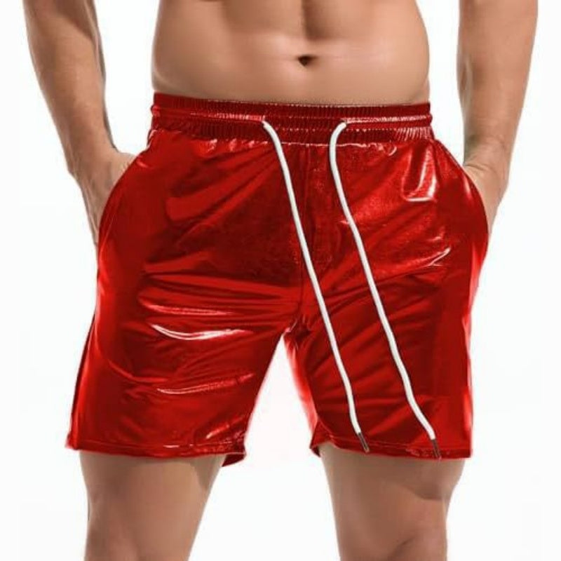 Men's Metallic 5" Holographic Rave Shorts with Drawstring - Red - 2XL - image 6