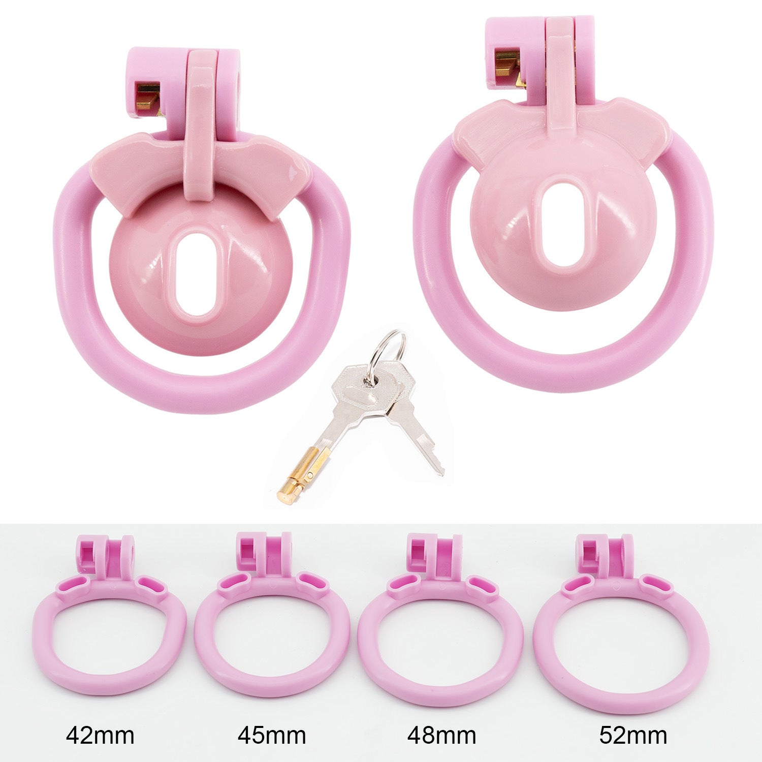 Pink Sissy Chastity Cage with 4 Rings - image 1