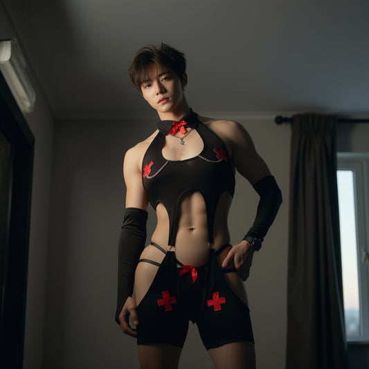 Tempting Cutout Bodysuit with Thong & Arm Sleeves - image 0