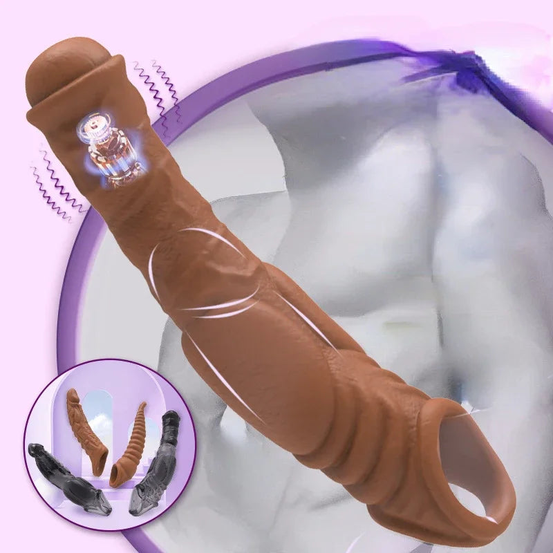 Vibrating Animal Penis Sleeve Sex Toy Reusable Special Condom - image 0