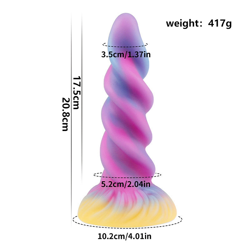 8.58'' Fantasy Monster Dildo with Multi-Texture Design & Glow-in-the-Dark Effect - Multicolor - image 2