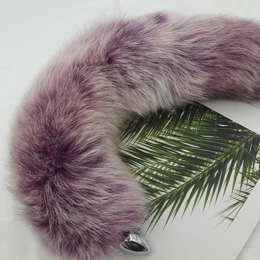 Soft Lavender Purple Handmade Detachable Plug Fox Tail - 50cm - 50 cm Tail · 4.0 cm Plug - image 0