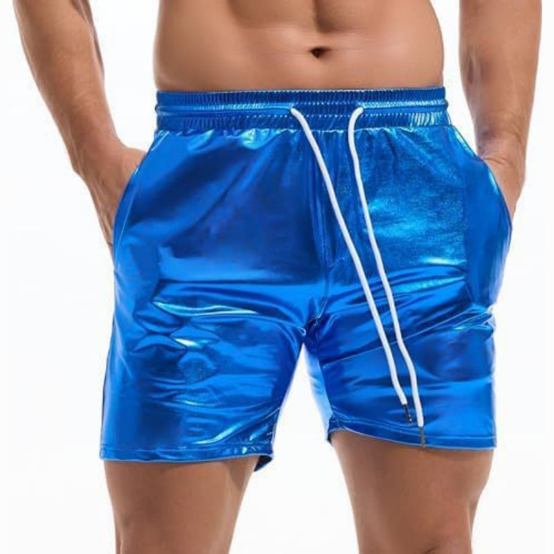 Men's Metallic 5" Holographic Rave Shorts with Drawstring - Blue - 2XL - image 10