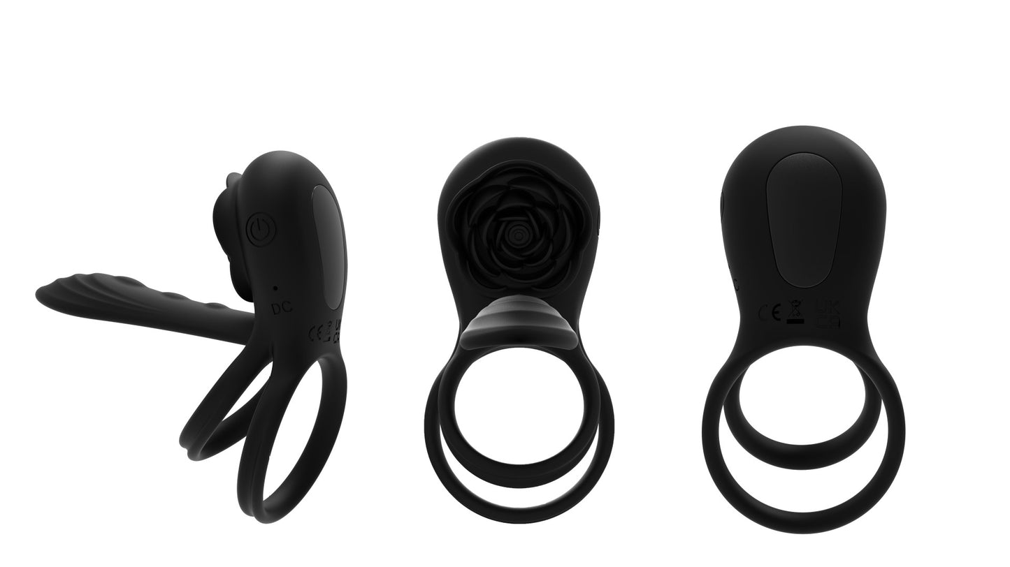 Vibrating Cock Ring Penis Sleeve with Rose Clitoral Stimulator - image 4
