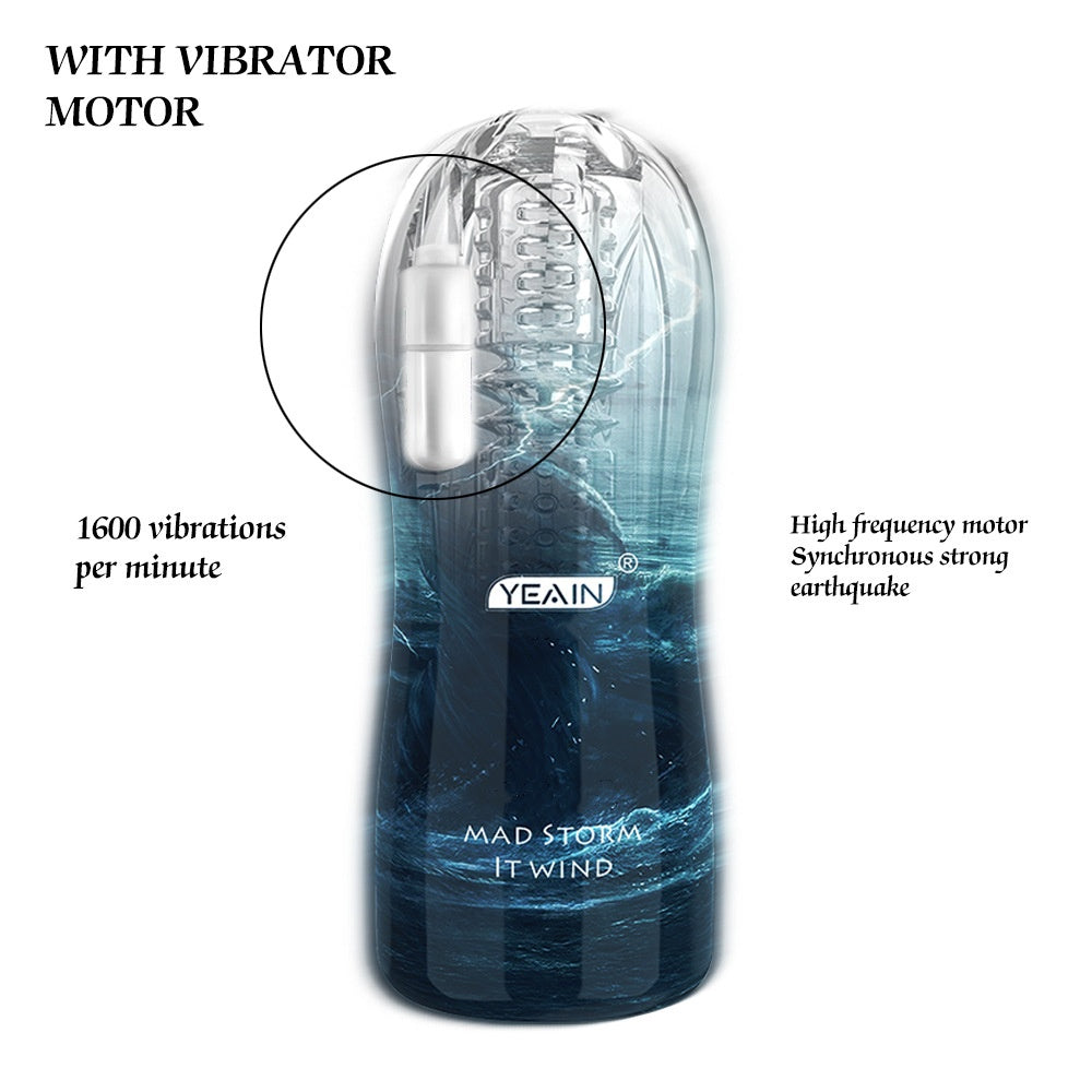 Male Masturbator Cup Soft Silicone Massager for Men Toys-Blue With Vibrations - image 8