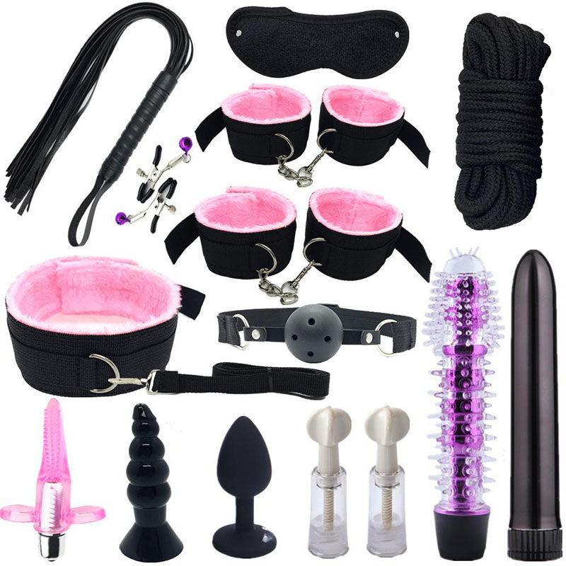 Bdsm Bed Straps Restraints Sex  15 Pcs Set - Pink - image 1