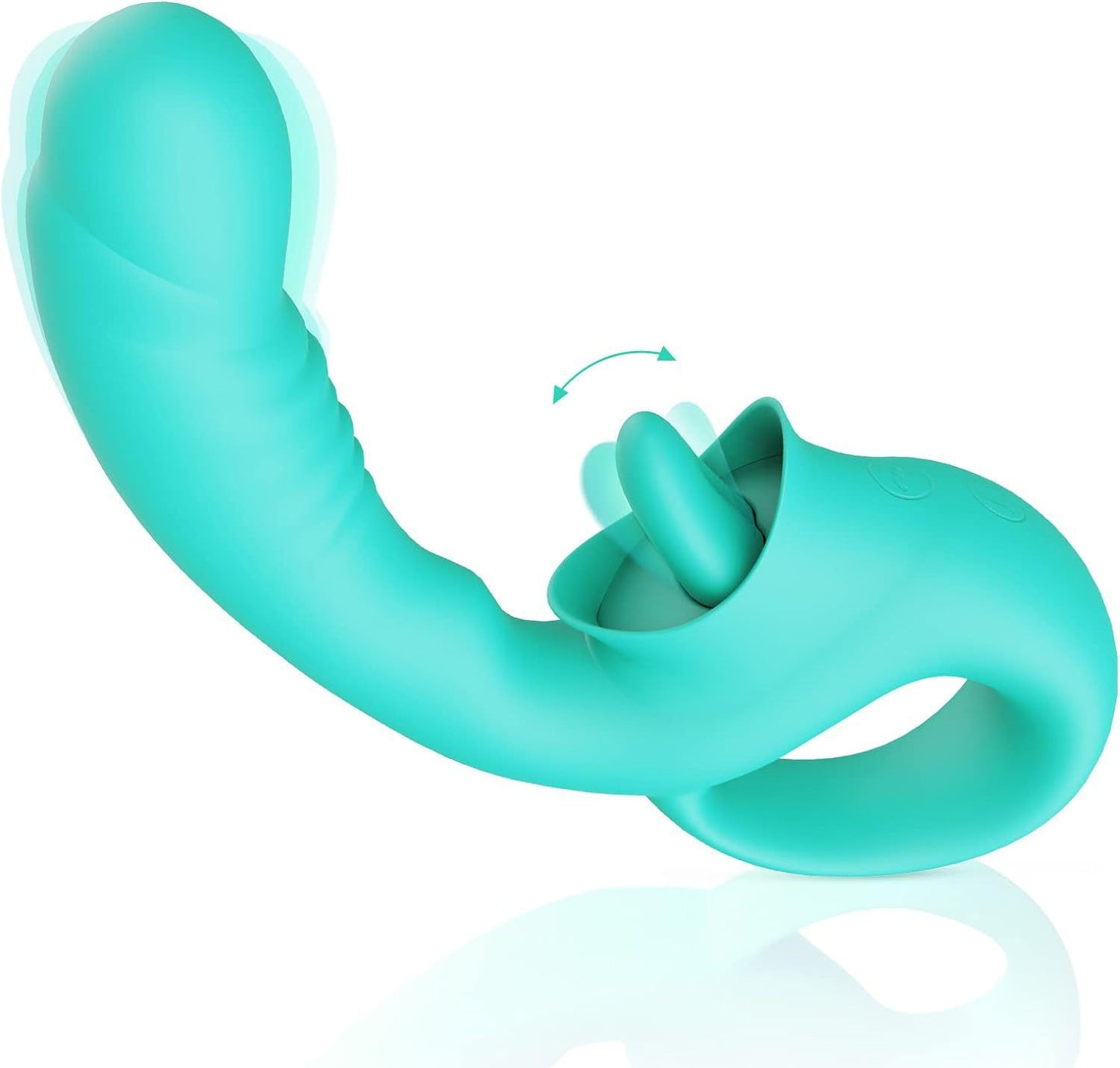 Waterproof Dildo Vibrator with Licking Tongue – 10 Vibration Modes for Her - Light Green - image 1