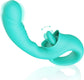 Waterproof Dildo Vibrator with Licking Tongue – 10 Vibration Modes for Her - Light Green - image 1