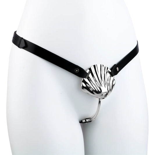 Sexy Shell Chastity Belt with Anal Plug and Urethral Catheter - image 0