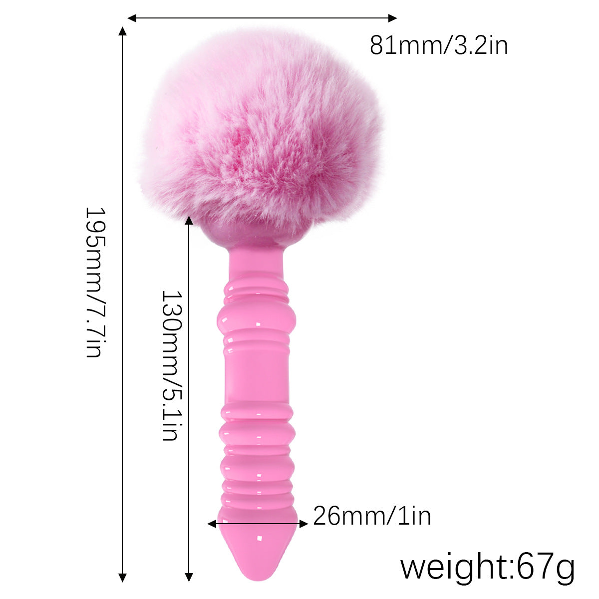 Ergonomic Bunny Tail Butt Plug - B - Pink - image 0