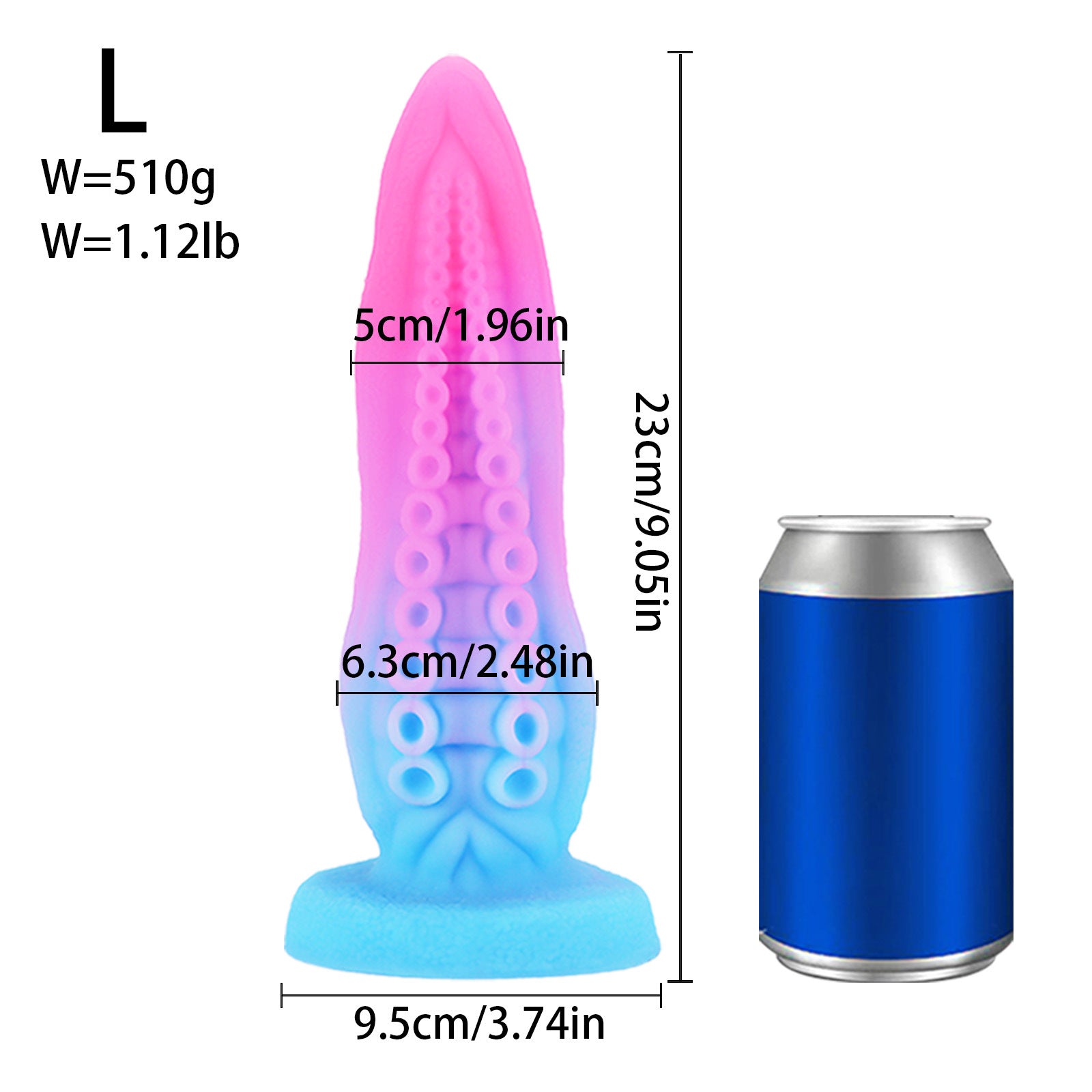 Octopus Tentacle Silicone Dildo - Blue & Pink L - image 2
