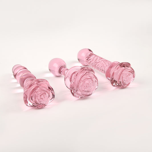 Pink Rose Glass Dildo - image 1