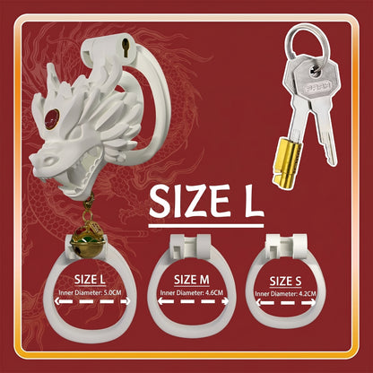 Dragon Guardian Bell Collar Chastity Cage - Red - L - image 5