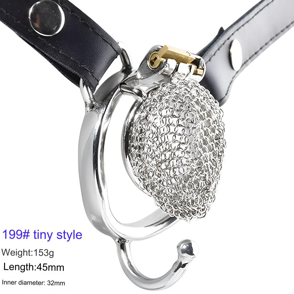 Chain Mail Plating Chastity Cage - Micro - 55mm Curved Ring & Belt - image 9