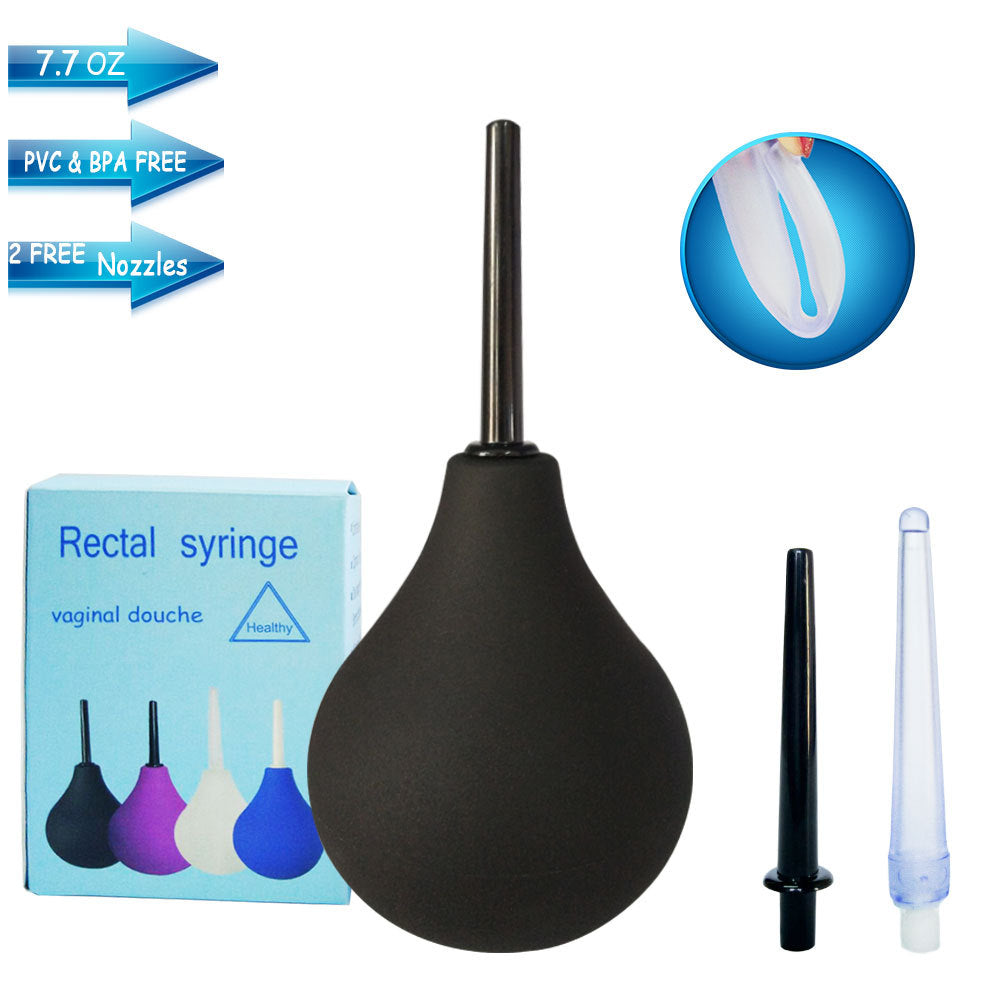 224ML Medical Silicone Enema Bulb - Black & Dual-lumen silicone nozzles - image 5