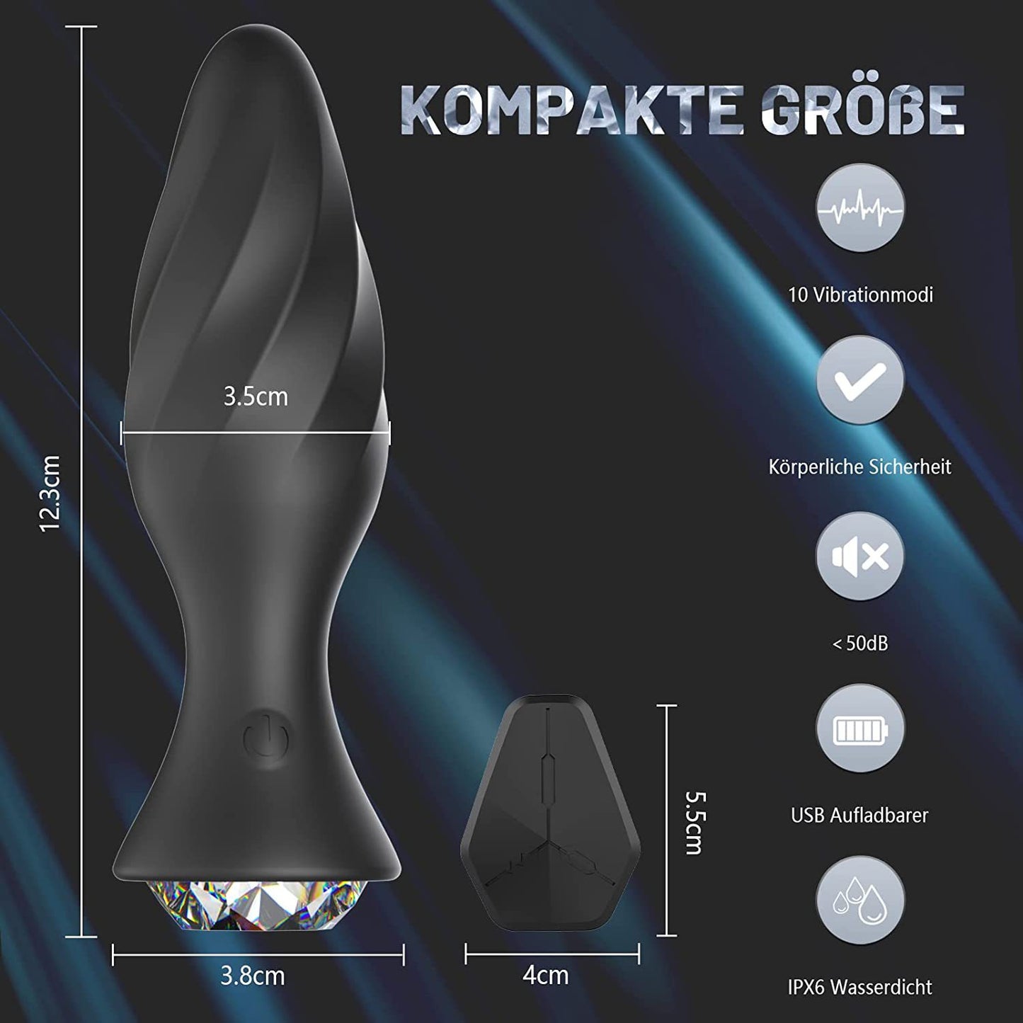 Rechargeable Gem Vibrating Anal Plug - image 1