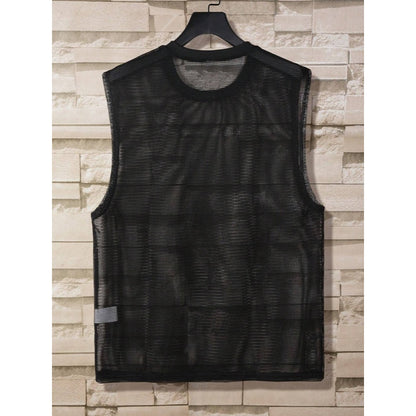 Men's Sleeveless Mesh Polyester Top - Black - XXL - image 1