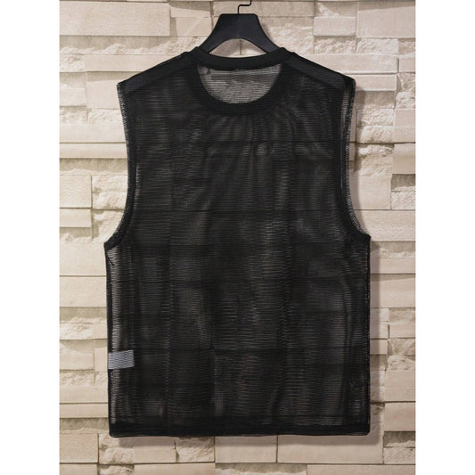 Men's Sleeveless Mesh Polyester Top - Black - XXL - image 1
