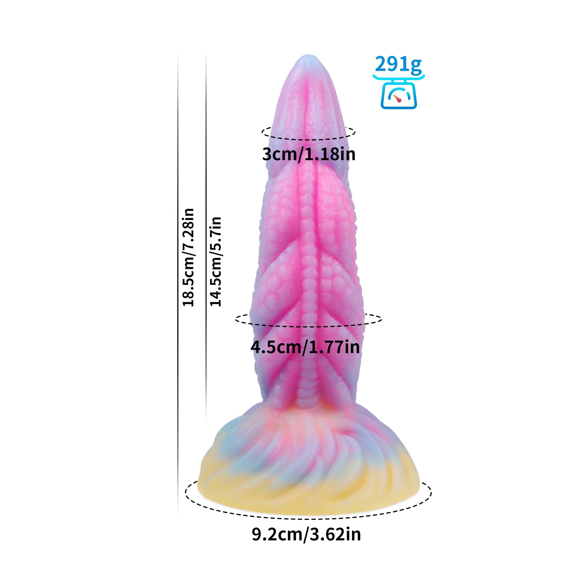 7.28'' Fantasy Lights Up Dildo With Multi-texture Design & Glow-in-the-dark Effect - Multicolor - image 2
