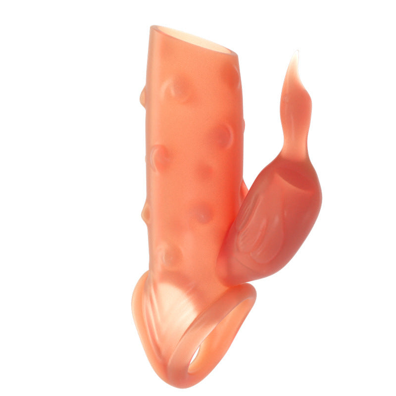 Double Pleasure Vibrating Penis Sleeve - Beige B - image 15