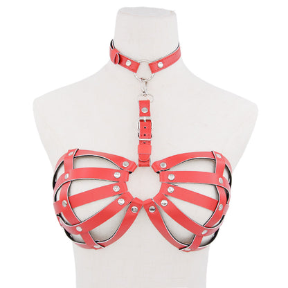 Sexy Halter Harness Cage Bra - Red - image 7