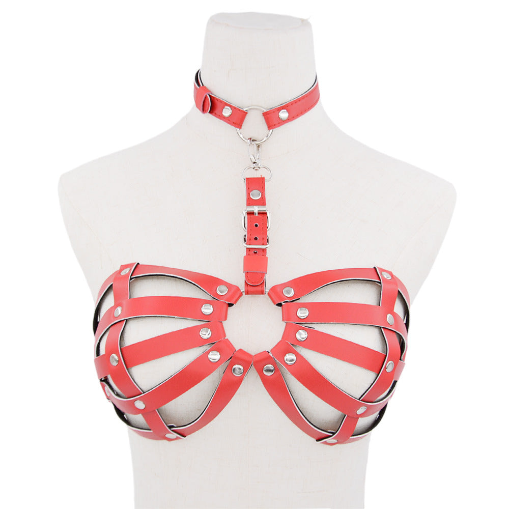 Sexy Halter Harness Cage Bra - Red - image 7
