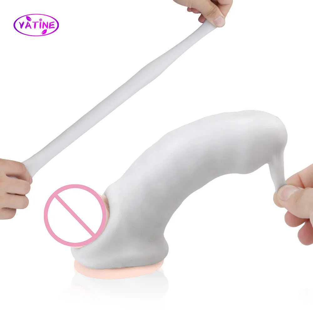 Strapon Penis Enlargement Extender Condom For Men - White - image 0
